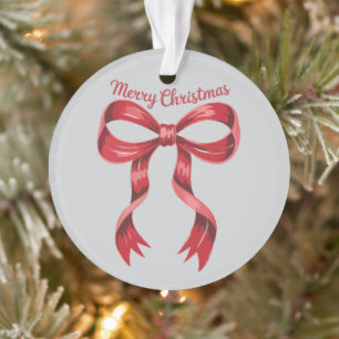 Prettig kerstfeest Rood Coquette Strik Meisjesacht Ornament