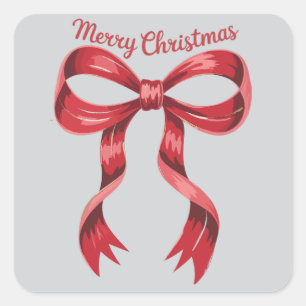 Prettig kerstfeest Rood Coquette Strik Meisjesacht Vierkante Sticker