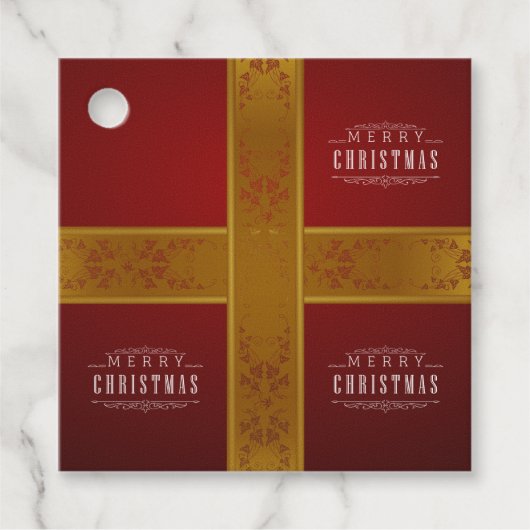 Prettig kerstfeest Rood Goud Cadeaubijsluiter Bedankjes Labels (Voorkant)