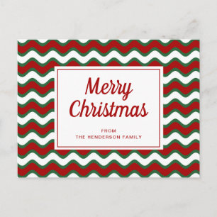Prettig kerstfeest Rood Groen Golf Strepen Briefkaart