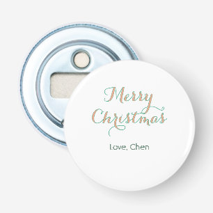 prettig kerstfeest rood groen naam liefde stijlvol button flesopener