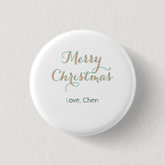prettig kerstfeest rood groen naam liefde stijlvol ronde button 3,2 cm