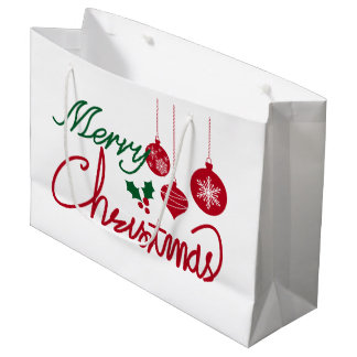 Prettig kerstfeest Rood & Groen Schrift met Orname Groot Cadeauzakje