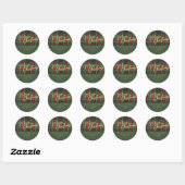 Prettig kerstfeest rood groene goud script ronde sticker (Vel)