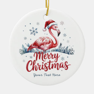 Prettig kerstfeest Roze Flamingo Persoonlijk Keramisch Ornament