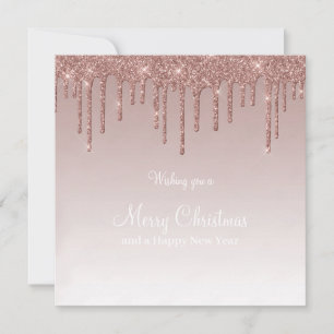 Prettig kerstfeest Roze Goud Drip Glam Girl Feestdagenkaart