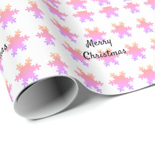 Prettig kerstfeest Roze Goud Roze Sneeuwvlok Patro Cadeaupapier