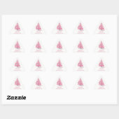 Prettig Kerstfeest Roze Kerstboom Modern Driehoek Sticker (Vel)