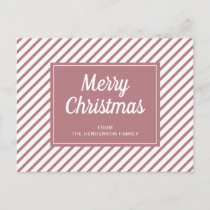 Prettig kerstfeest Roze Stof Rose Witte Strepen Briefkaart