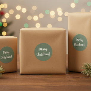 Prettig kerstfeest Sage Groene Typografie Festive Ronde Sticker