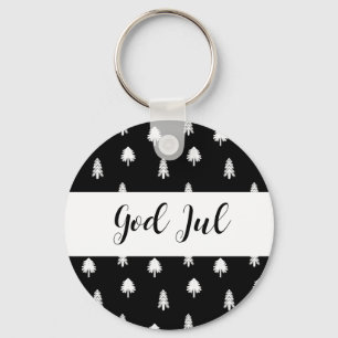 Prettig Kerstfeest Scandinavisch zwart patroon cad Sleutelhanger
