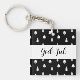 Prettig Kerstfeest Scandinavisch zwart patroon cad Sleutelhanger