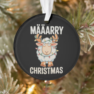 Prettig kerstfeest schapen rendier horens Kerstlic Ornament