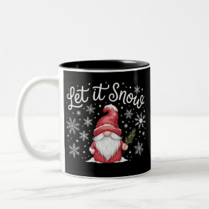 Prettig kerstfeest Schattig kabouter Laat het snee Tweekleurige Koffiemok