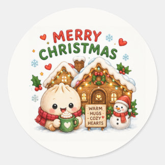 Prettig kerstfeest Schattig Ronde Sticker
