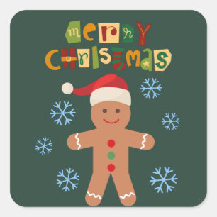 Prettig kerstfeest Schattige kerstman van peperkoe Vierkante Sticker