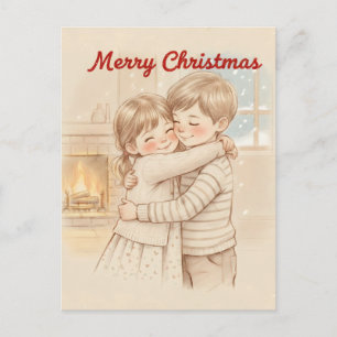 PRETTIG KERSTFEEST SCHATTIGE KINDEREN SAMEN FOTO BRIEFKAART