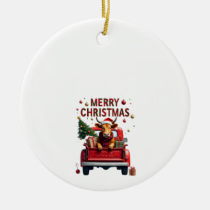 Prettig kerstfeest Schotse Hoogland Koe Kerstmis B Keramisch Ornament