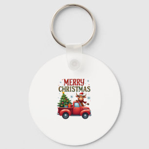 Prettig kerstfeest Schotse Hoogland Koe Xmas Boerd Sleutelhanger