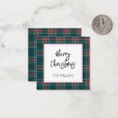 Prettig kerstfeest Schotse ruit Klassiek voorpret  Notitiekaartje (Voorkant / Achterkant in situ)
