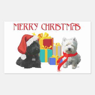 Prettig kerstfeest Scottie en Westie Rechthoekige Sticker