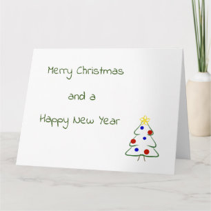 Prettig kerstfeest simppele boom tekening kaart