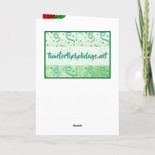 Prettig kerstfeest | Sinaasappelkat met Poinsettia Kaart (Achterkant)