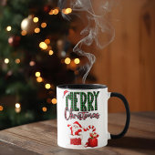 Prettig kerstfeest Sinterklaas geruit zwart accent Mok
