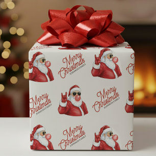 Prettig kerstfeest Sinterklaas met zonnebrilpatroo Cadeaupapier