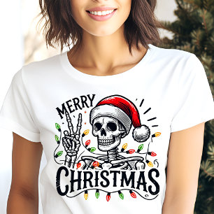 Prettig kerstfeest Skelet Vredesteken Tri-Blend Shirt