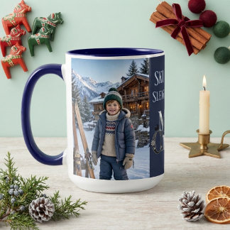 Prettig kerstfeest, ski de hele dag Navy Blue Alpi Tweekleurige Koffiemok