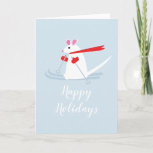 Prettig kerstfeest ski muis kerstgroet kaart