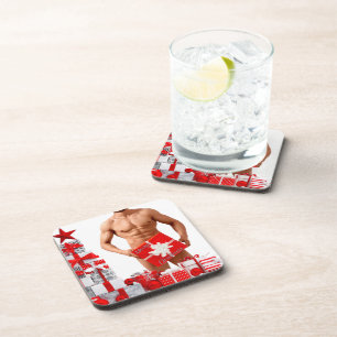 Prettig kerstfeest SlipperyJoe rood wit zilver ges Bier Onderzetter