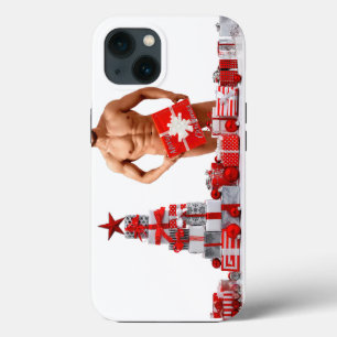 Prettig kerstfeest SlipperyJoe rood wit zilver ges iPhone 13 Hoesje