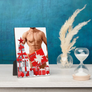 Prettig kerstfeest SlipperyJoe rood wit zilver ges Fotoplaat