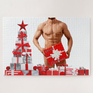 Prettig kerstfeest SlipperyJoe rood wit zilver ges Legpuzzel