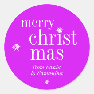 Prettig kerstfeest Sneeuw paars helder Ronde Sticker