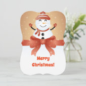 Prettig kerstfeest Sneeuwman Feestdagenkaart (Staand voorkant)