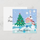 Prettig kerstfeest sneeuwman  feestdagenkaart (Voorkant / Achterkant)