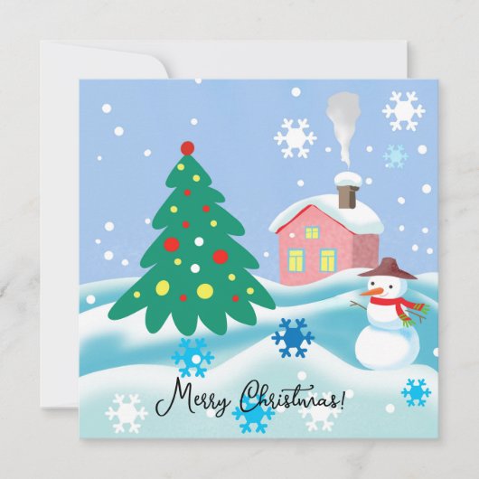Prettig kerstfeest sneeuwman  feestdagenkaart (Voorkant)