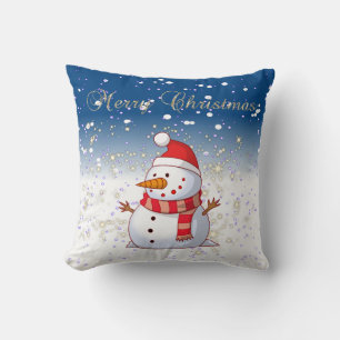 Prettig Kerstfeest,Sneeuwman,Glimp,Sneeuwwit Kussen