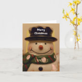 Prettig kerstfeest - Sneeuwman Kaart (Gele Bloem)