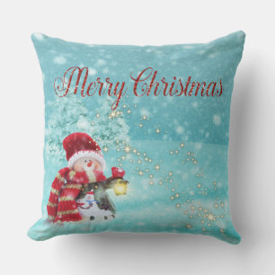 Prettig kerstfeest, Sneeuwman, Kerstman Hoed Kussen