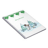 Prettig kerstfeest! Sneeuwman met Kat en Puppy Notitieboek (Rechterzijde)