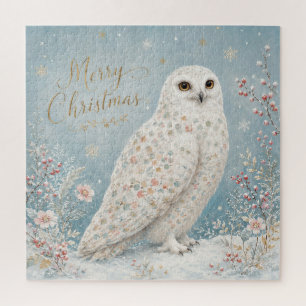 Prettig kerstfeest Sneeuwuil Winter Wonderland Legpuzzel