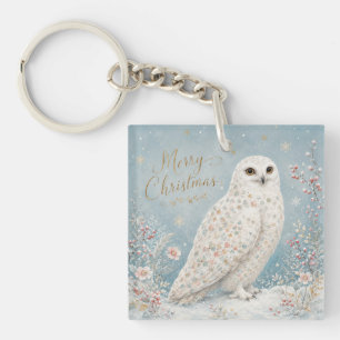 Prettig kerstfeest Sneeuwuil Winter Wonderland Sleutelhanger