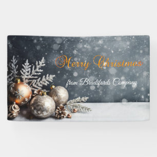 Prettig Kerstfeest,Sneeuwvlokken,Ballen,Grijs Spandoek