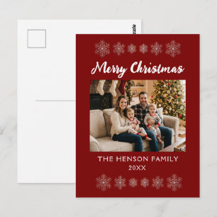 Prettig kerstfeest Sneeuwvlokken Familie Foto Vaka Briefkaart