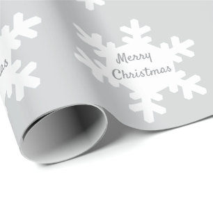 Prettig kerstfeest Sneeuwvlokpatronen Grijs Wit 20 Cadeaupapier