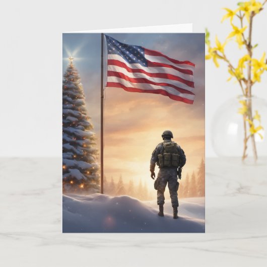 Prettig Kerstfeest Soldaat - Vouwbare Kerstkaart Kaart (Gele Bloem)